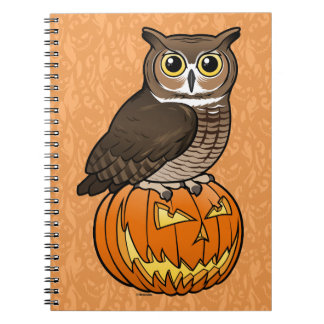 Cuaderno Gran búho de cuernos de Halloween