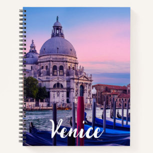 Cuaderno Gran Canal con góndolas e iglesia en Venecia