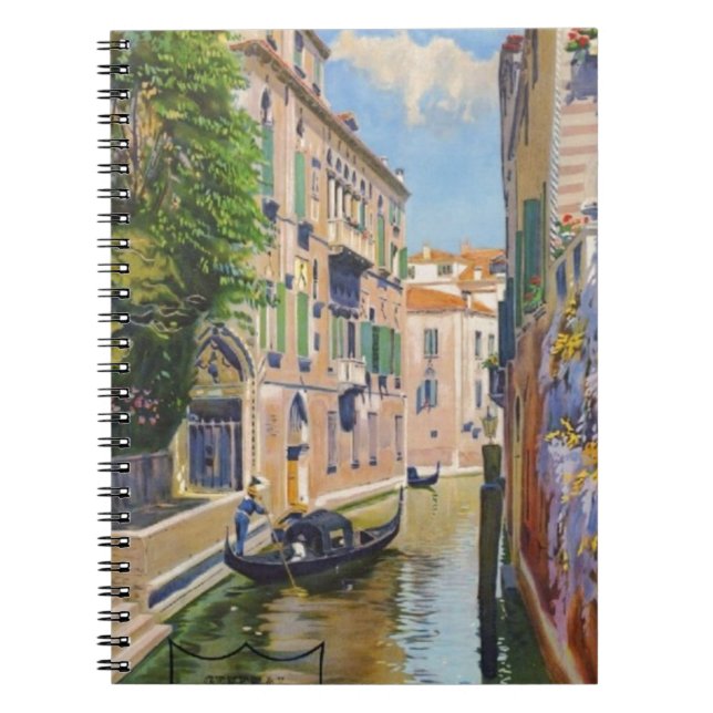 Cuaderno Gran Canal Vintage Góndolas Venecia Italia Viaje (Frente)