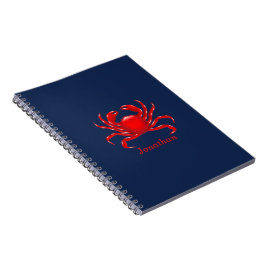 Cuaderno Gran Cangrejo Rojo con fondo azul en la escuela