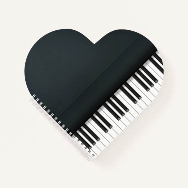 Cuaderno Gran Corazón de Piano Negro Cute (Anverso)