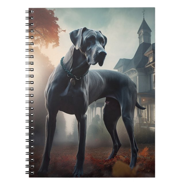 Cuaderno Gran Danés de Halloween Espantoso (Frente)