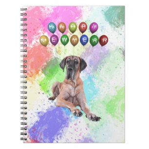 Cuaderno Gran Danés Deseando Feliz Año Nuevo