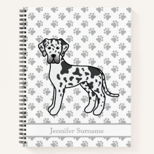 Cuaderno Gran Danés Harlequín Perro de Dibujos Animados Lin