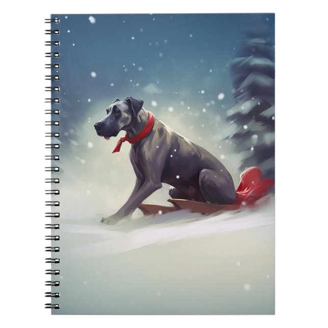 Cuaderno Gran Danés Navidad nieve invierno (Frente)