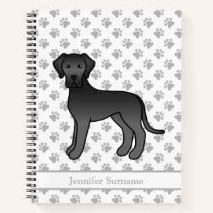 Cuaderno Gran danés negro Perro de dibujos animados lindo &