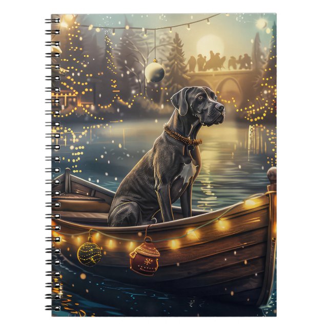 Cuaderno Gran Danés Viaje Festivo de Navidad (Frente)