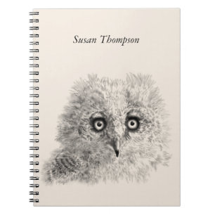 Cuaderno Gran dibujo de búho de cuerno