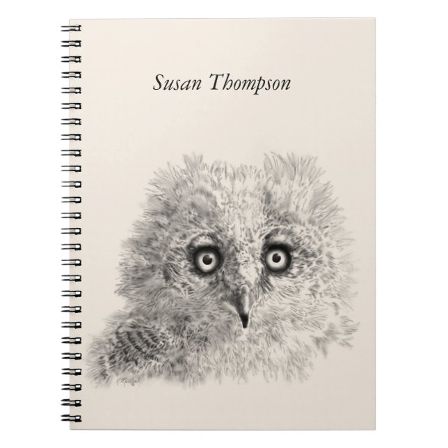 Cuaderno Gran dibujo de búho de cuerno (Frente)