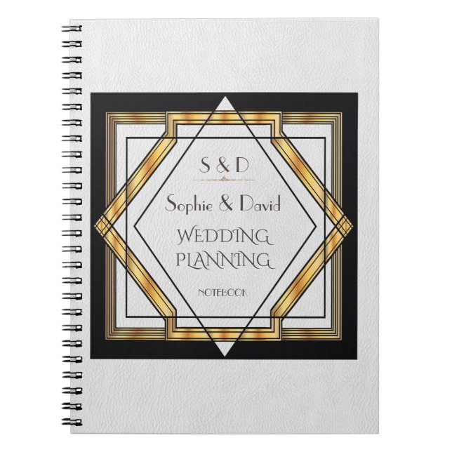 Cuaderno Gran Gatsby White Art Deco Wedding Planner (Frente)