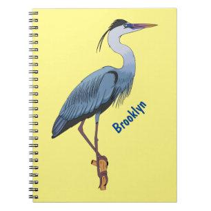 Cuaderno Gran ilustracion personalizado de garza azul