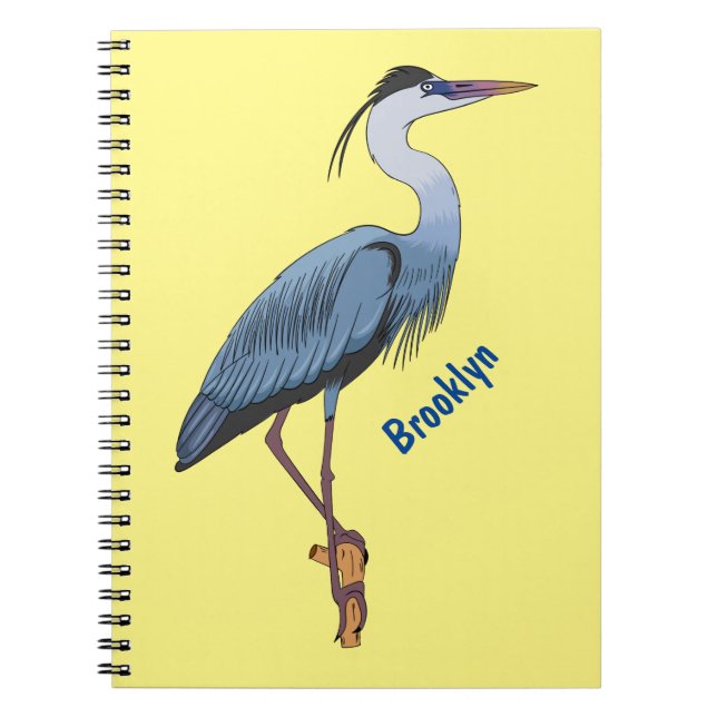 Cuaderno Gran ilustracion personalizado de garza azul (Frente)
