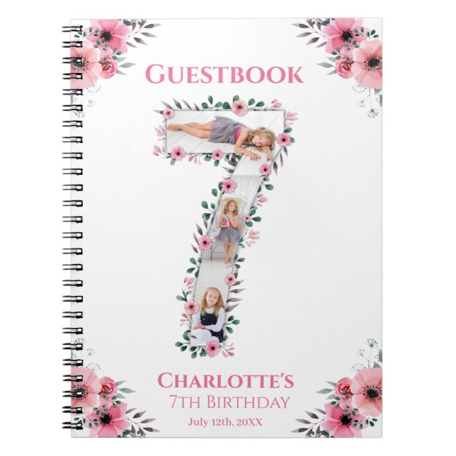 Cuaderno Gran libro de invitados de Chica de cumpleaños fot (Frente)
