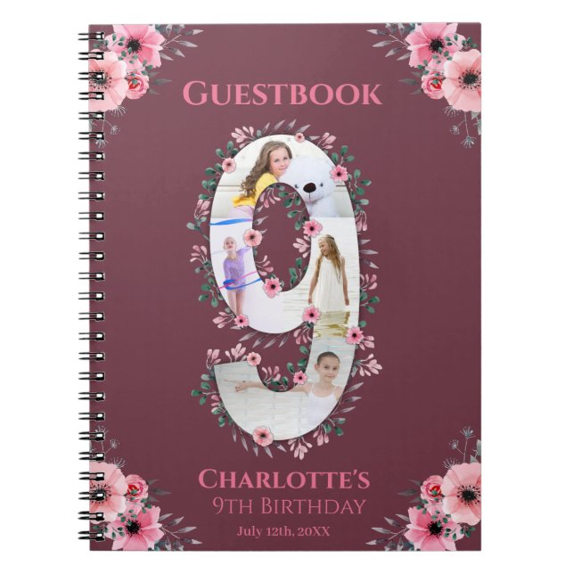 Cuaderno Gran libro de invitados de Chica de cumpleaños fot (Frente)