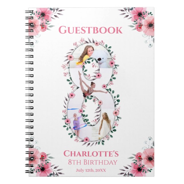 Cuaderno Gran libro de invitados de Chica de cumpleaños fot (Frente)