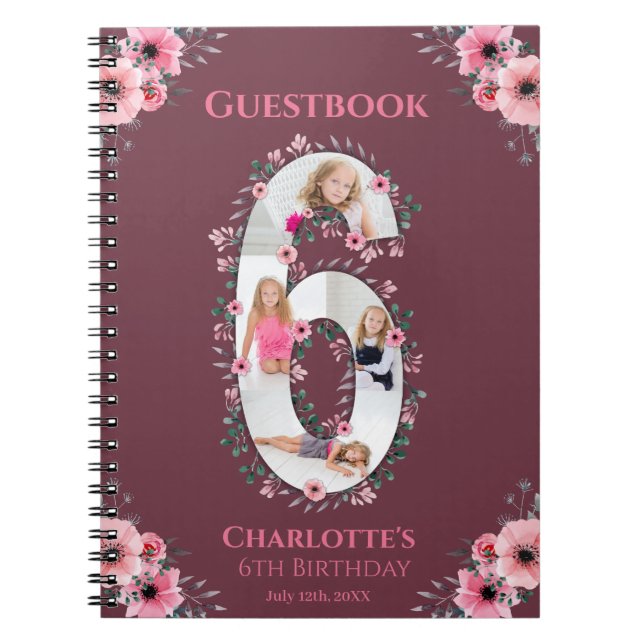 Cuaderno Gran libro de invitados de Chica de cumpleaños fot (Frente)