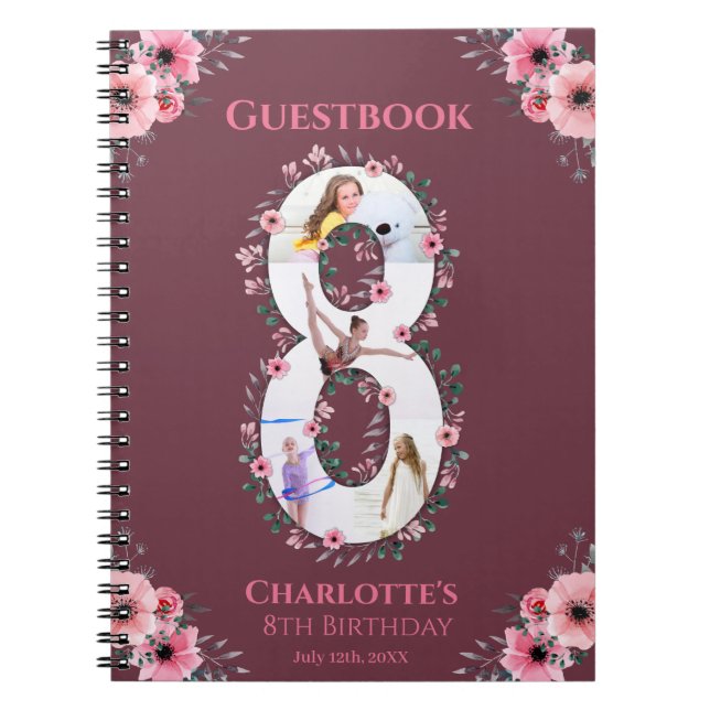 Cuaderno Gran libro de invitados de Chica de cumpleaños fot (Frente)