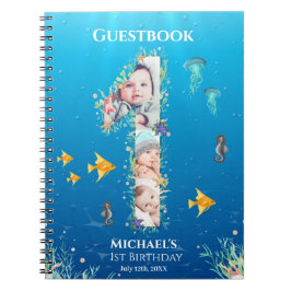 Cuaderno Gran libro de invitados de cumpleaños bajo el mar