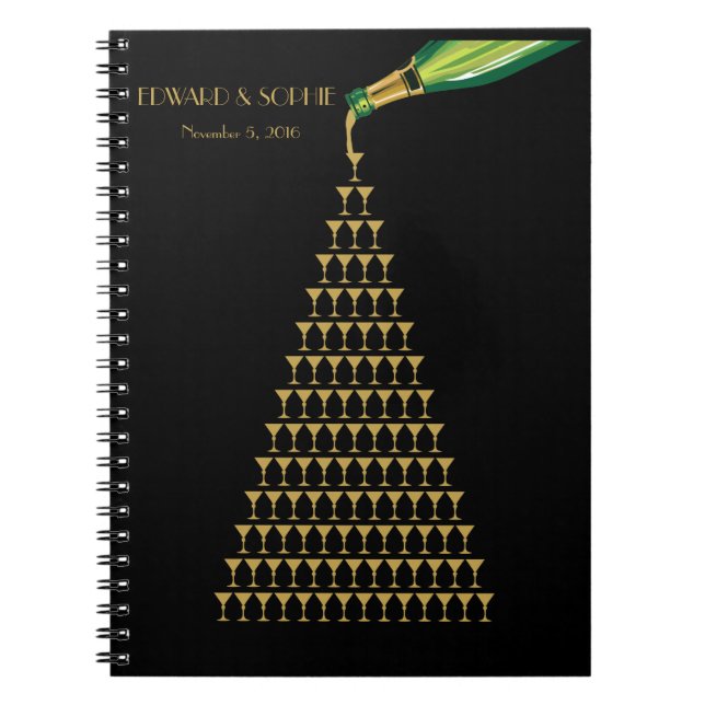 Cuaderno Gran libro de visitas de la boda del champán de (Frente)