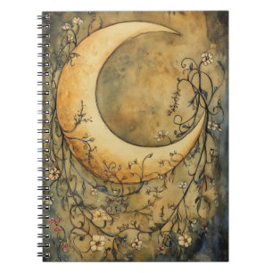 Cuaderno gran luna creciente rodeada de delicados motivos f