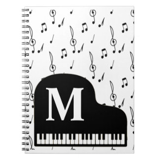 Cuaderno Gran nota musical de piano monograma pianista