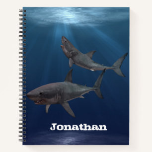 Cuaderno Gran océano personalizado del tiburón blanco