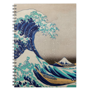 Cuaderno Gran Ola de Hokusai en Kanagawa. Arte japonés vint