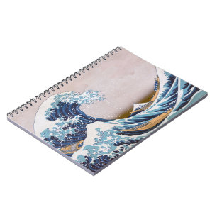 Cuaderno Gran ola de tsunami frente a Kanagawa Japón por Ho