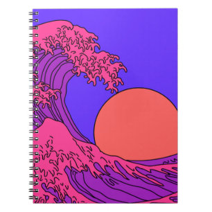 Cuaderno Gran ola en estilo de arte pop de vaporwave. Ver d