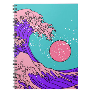 Cuaderno Gran ola en estilo de arte pop de vaporwave. Ver e
