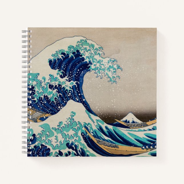 Cuaderno "Gran ola" Vintage arte japonés Hokusai (Anverso)