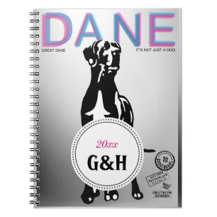 Cuaderno Gran patrón de danés monogramado y revista especia