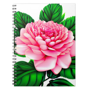 Cuaderno Gran Peón Rosa con hojas verdes esmeraldas