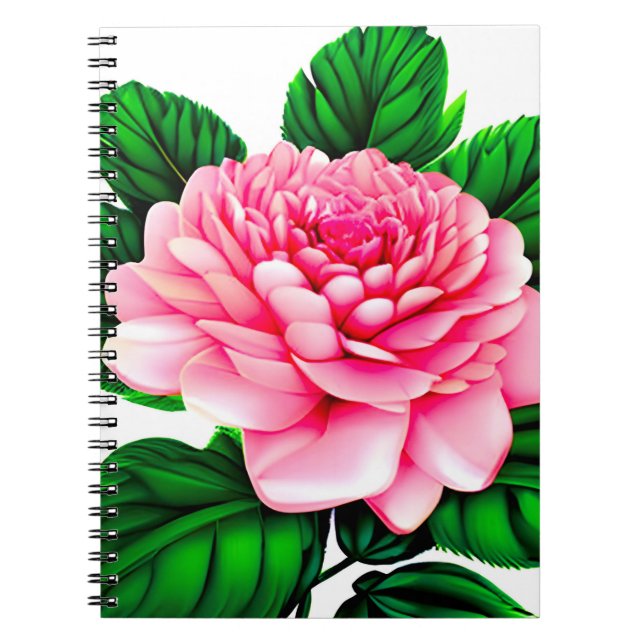 Cuaderno Gran Peón Rosa con hojas verdes esmeraldas (Frente)