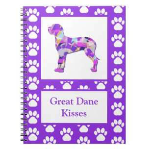 Cuaderno Gran Perro Danés Silhouette Paw Purple Py&B