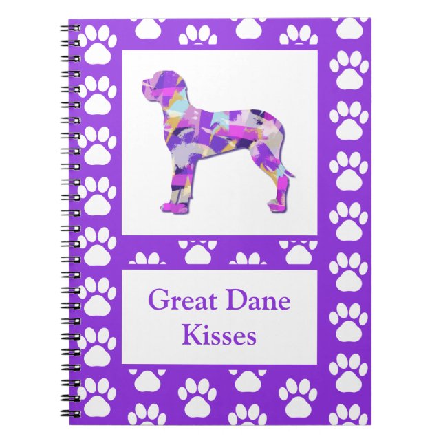 Cuaderno Gran Perro Danés Silhouette Paw Purple Py&B (Frente)