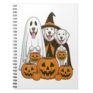 Cuaderno Gran Perro Pirineo Bruja Fantasma Halloween Combin