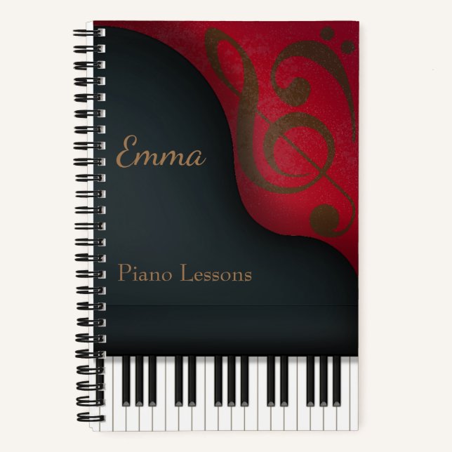 Cuaderno Gran pianista negro y Personalizado de músico (Anverso)