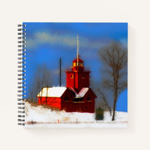 Cuaderno Gran pintura de faro rojo - Arte original