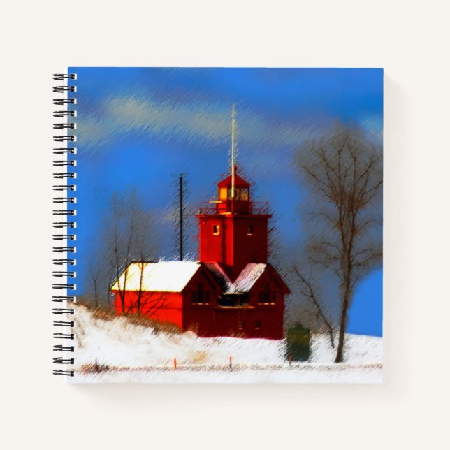 Cuaderno Gran pintura de faro rojo - Arte original (Anverso)
