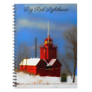 Cuaderno Gran pintura de faro rojo - Arte original