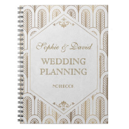 Cuaderno Gran planificador Gatsby Art Deco Gold White Weddi