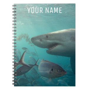 Cuaderno Gran retrato submarino de tiburón blanco personali