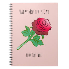 Cuaderno Gran Rosa Roja Hermosa