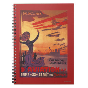 Cuaderno Gran semana de la aviación - poster que agita de