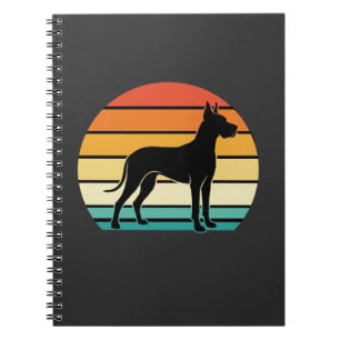 Cuaderno Gran Silueta de Perro Danois Retro Atardecer