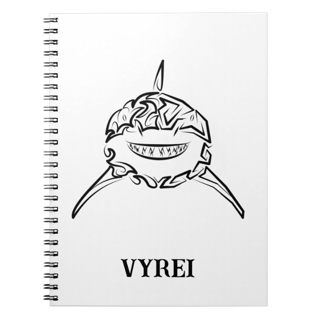 Cuaderno Gran tiburón blanco y negro tribal (Frente)