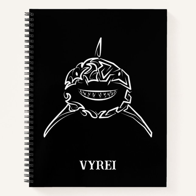 Cuaderno Gran tiburón blanco y negro tribal (Anverso)