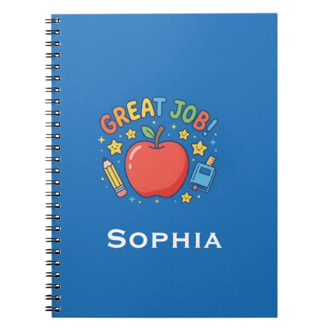 Cuaderno ¡Gran Trabajo! Pegatina de Manzana Roja para Recom (Frente)