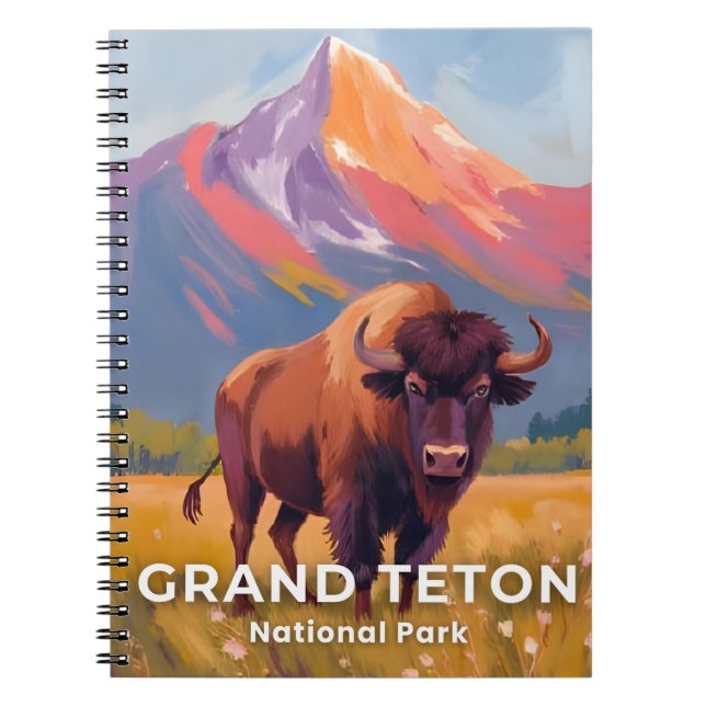 Cuaderno Grand Teton National Park | Bison Travel Art (Frente)